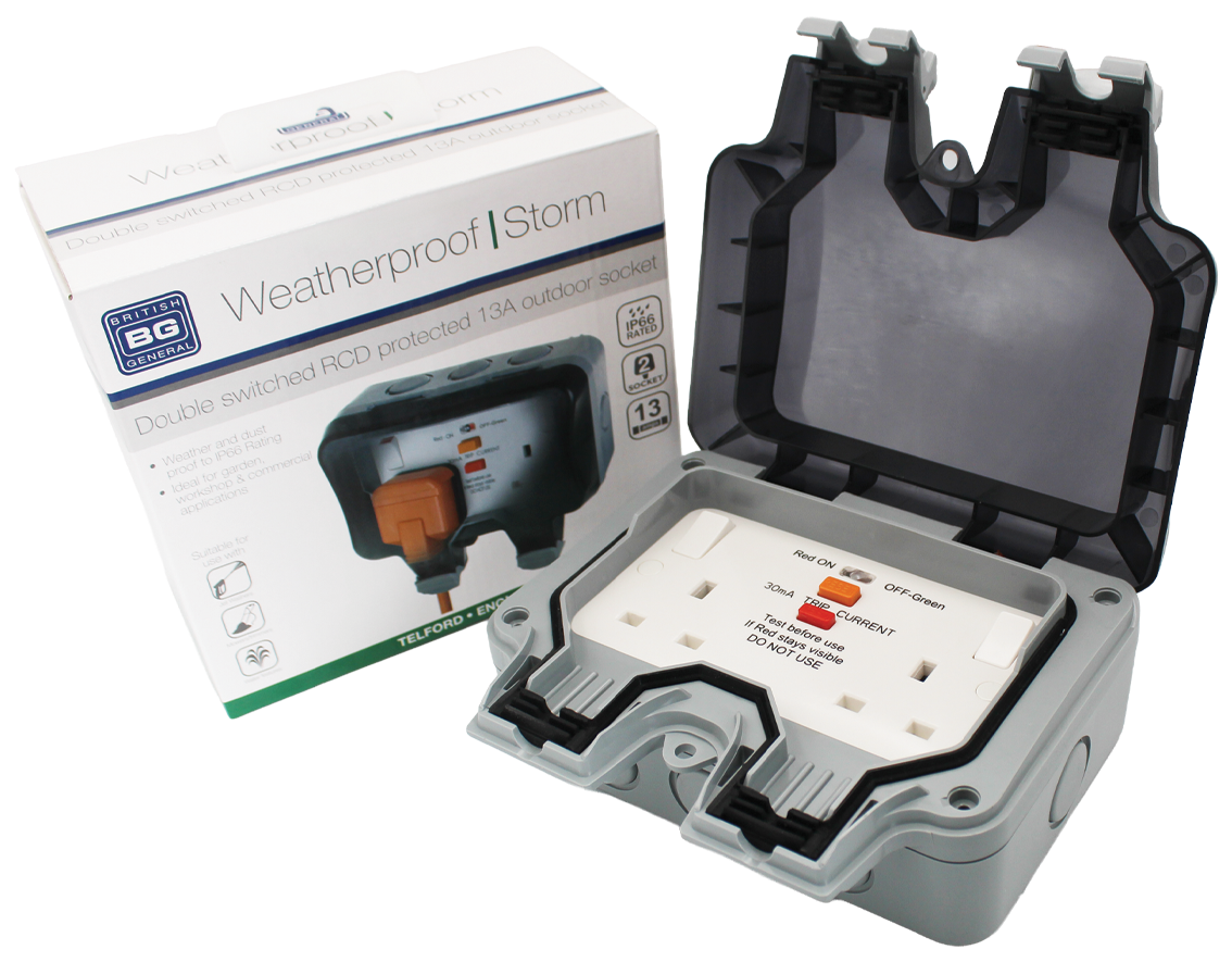 DOUBLE SWITCHED SOCKET WITH PREWIRED CABLE & RCD PLUG