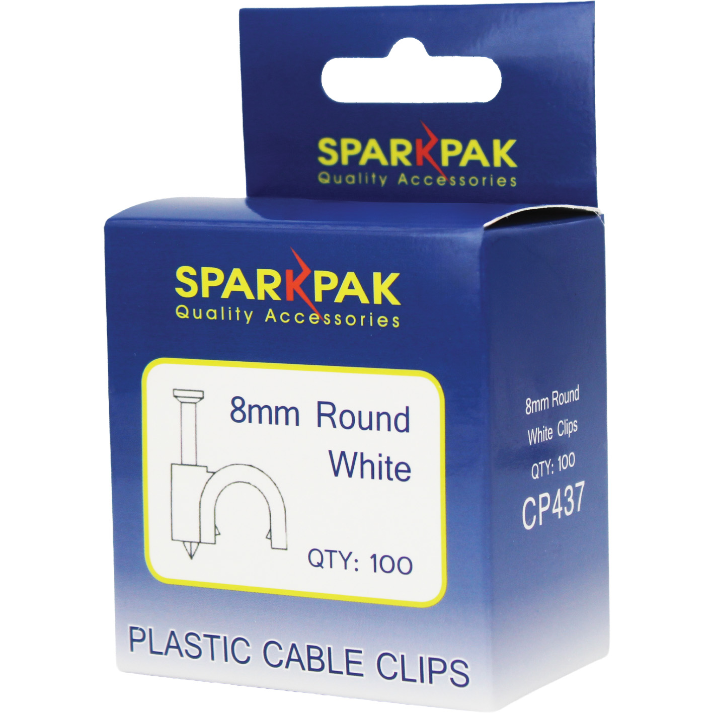 8mm Round Clips White (100)