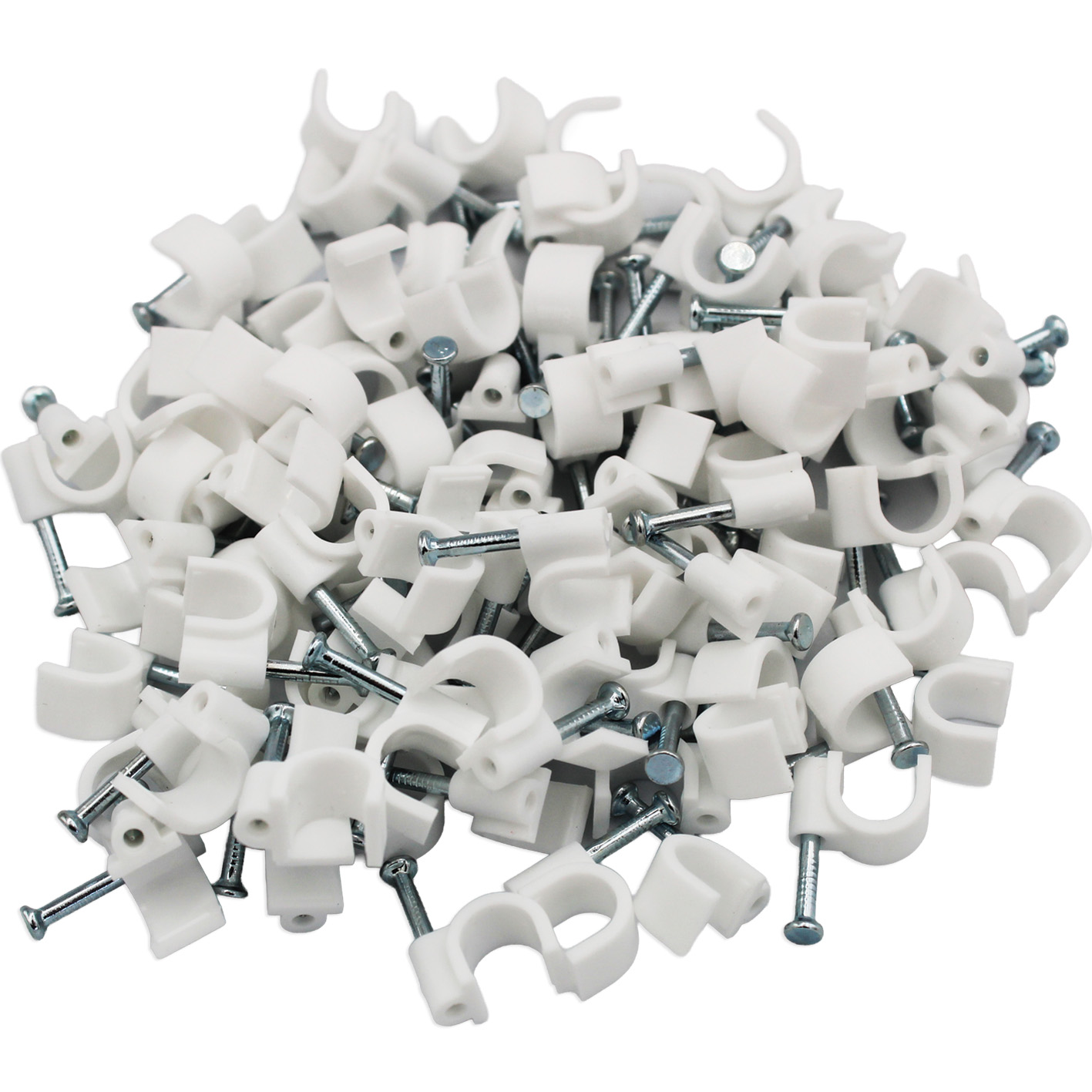 8mm Round Clips White (100)
