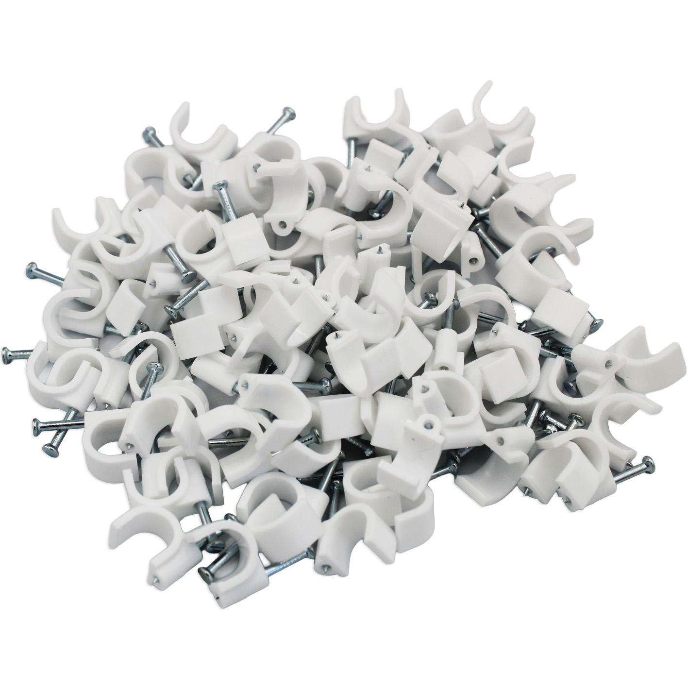 10mm Round Clips White (100)