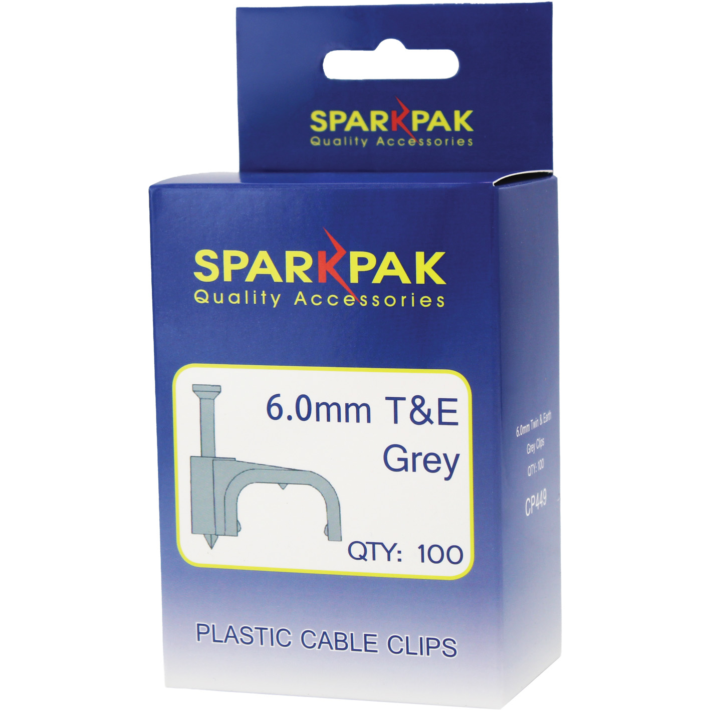 6mm Twin & Earth Round Clips Grey (100)